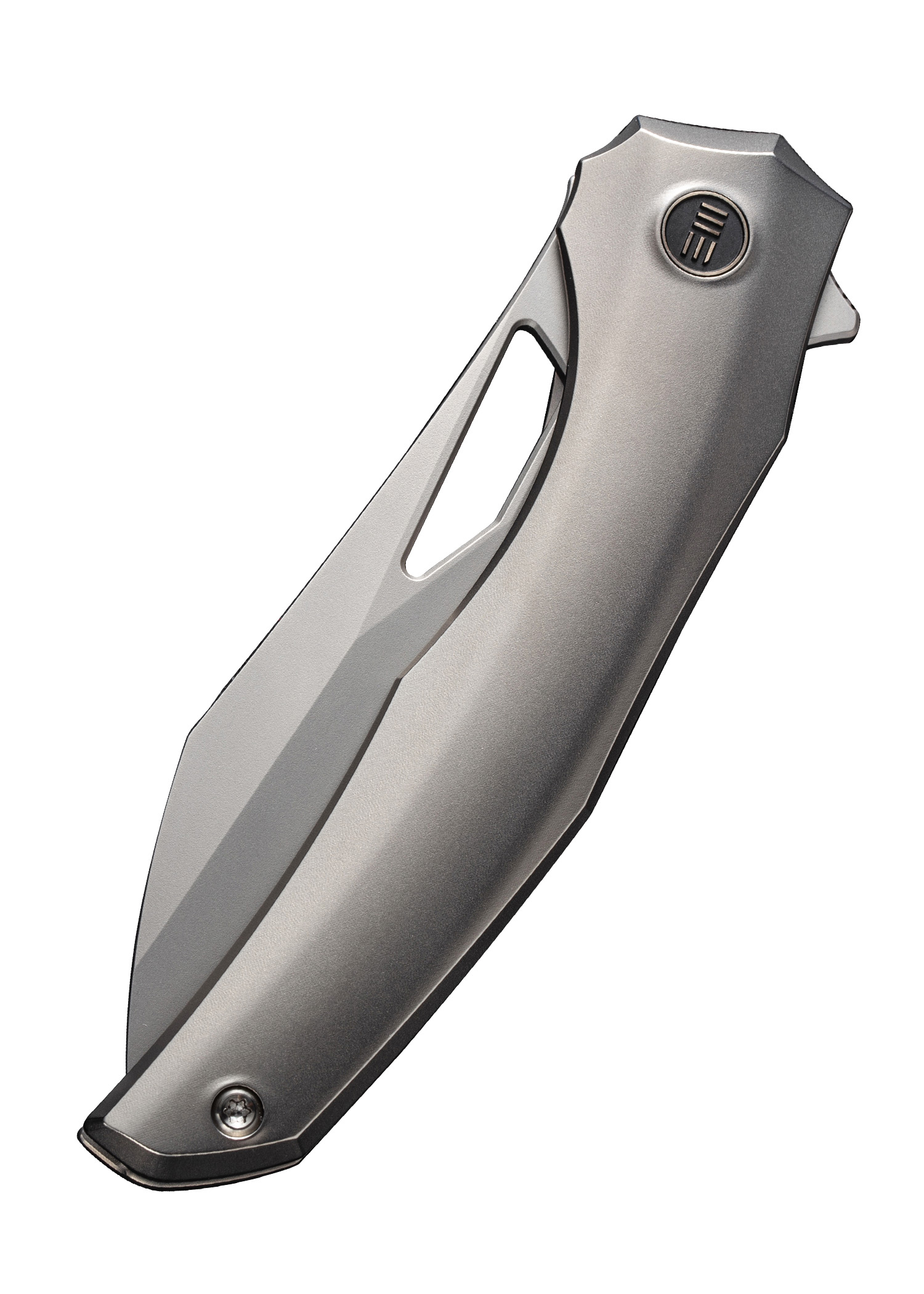 We Knife IGNIO TITANIUM SILVER BEAD BLASTED, sulankstomas peilis