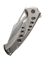 We Knife SWIFTFIN BEAD BLASTED TITANIUM SATIN, sulankstomas peilis